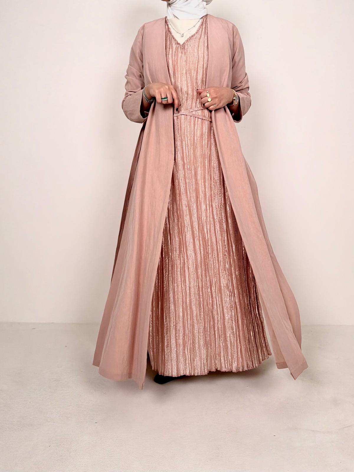 Nova 8079 Dusty Rose Pleated Dress For Women