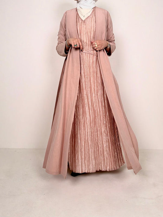 Nova 8079 Dusty Rose Pleated Dress For Women