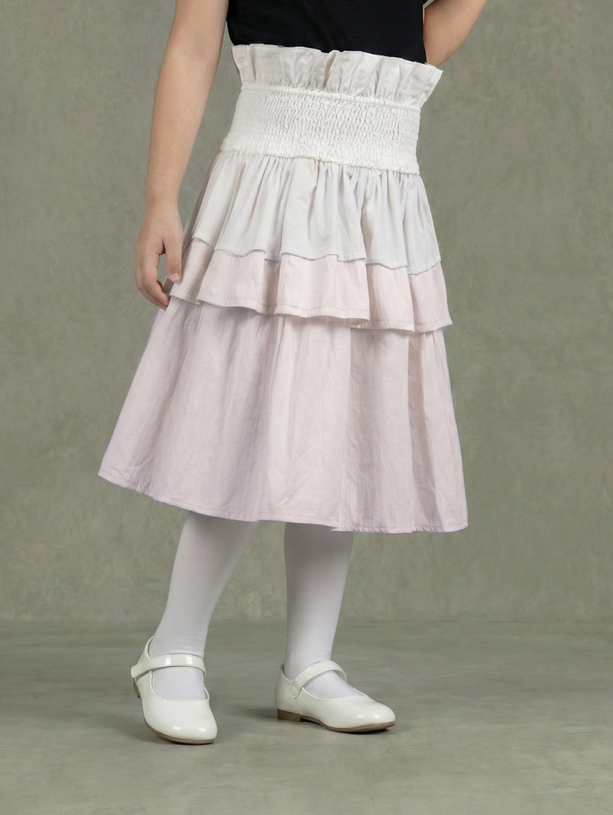 TIYA SK173 Off White And Beige Skirt