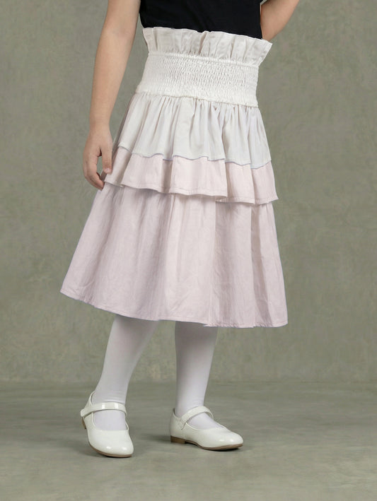TIYA SK173 Off White And Beige Skirt
