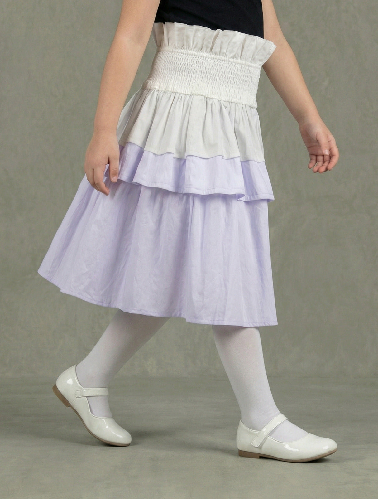 TIYA SK173 Off White And Blue Skirt