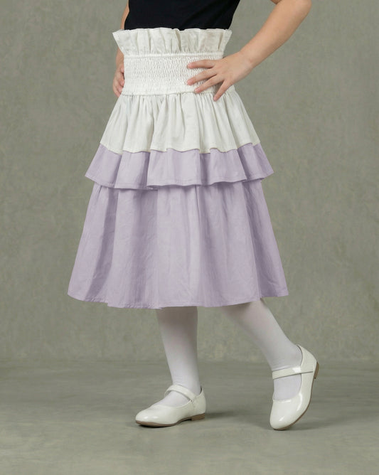 TIYA SK173 Off White And Grey Skirt