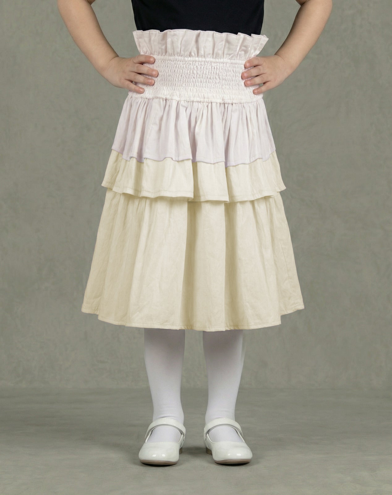 TIYA SK173 Off White And Yellow Skirt