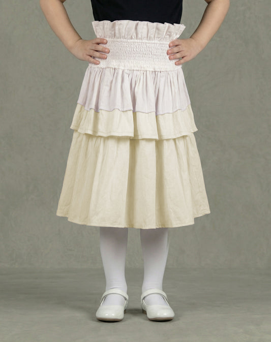 TIYA SK173 Off White And Yellow Skirt