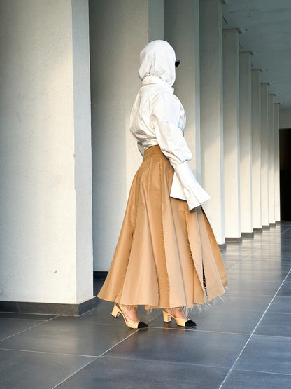 Nova Multi Panel Skirt Beige