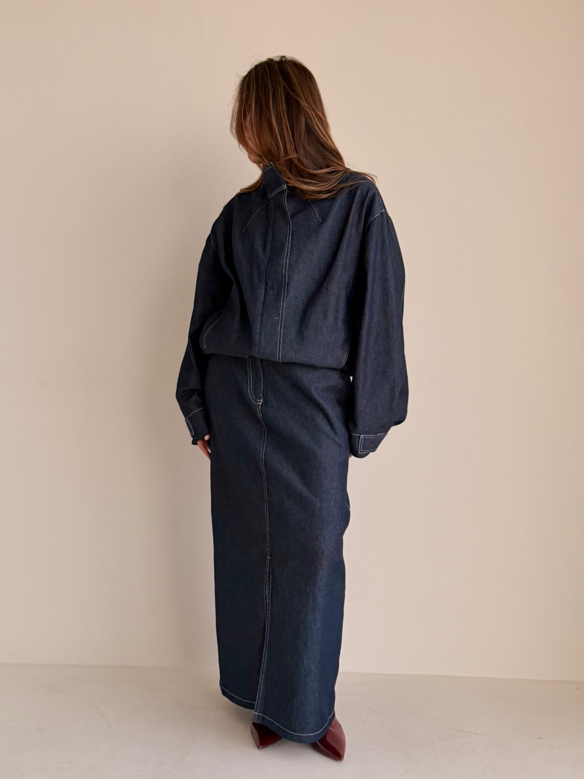 8231 Nova Edition-07 Navy Denim Jacket And Skirt Set
