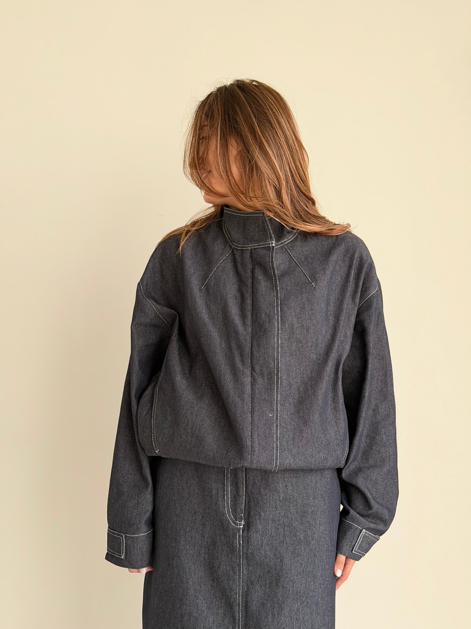 8231 Nova Edition-07 Navy Denim Jacket And Skirt Set