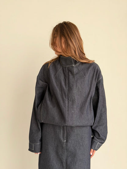 8231 Nova Edition-07 Navy Denim Jacket And Skirt Set