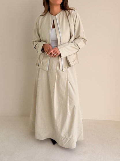 8184 Nova Edition-06 Sand Beige Jacket And Skirt Set