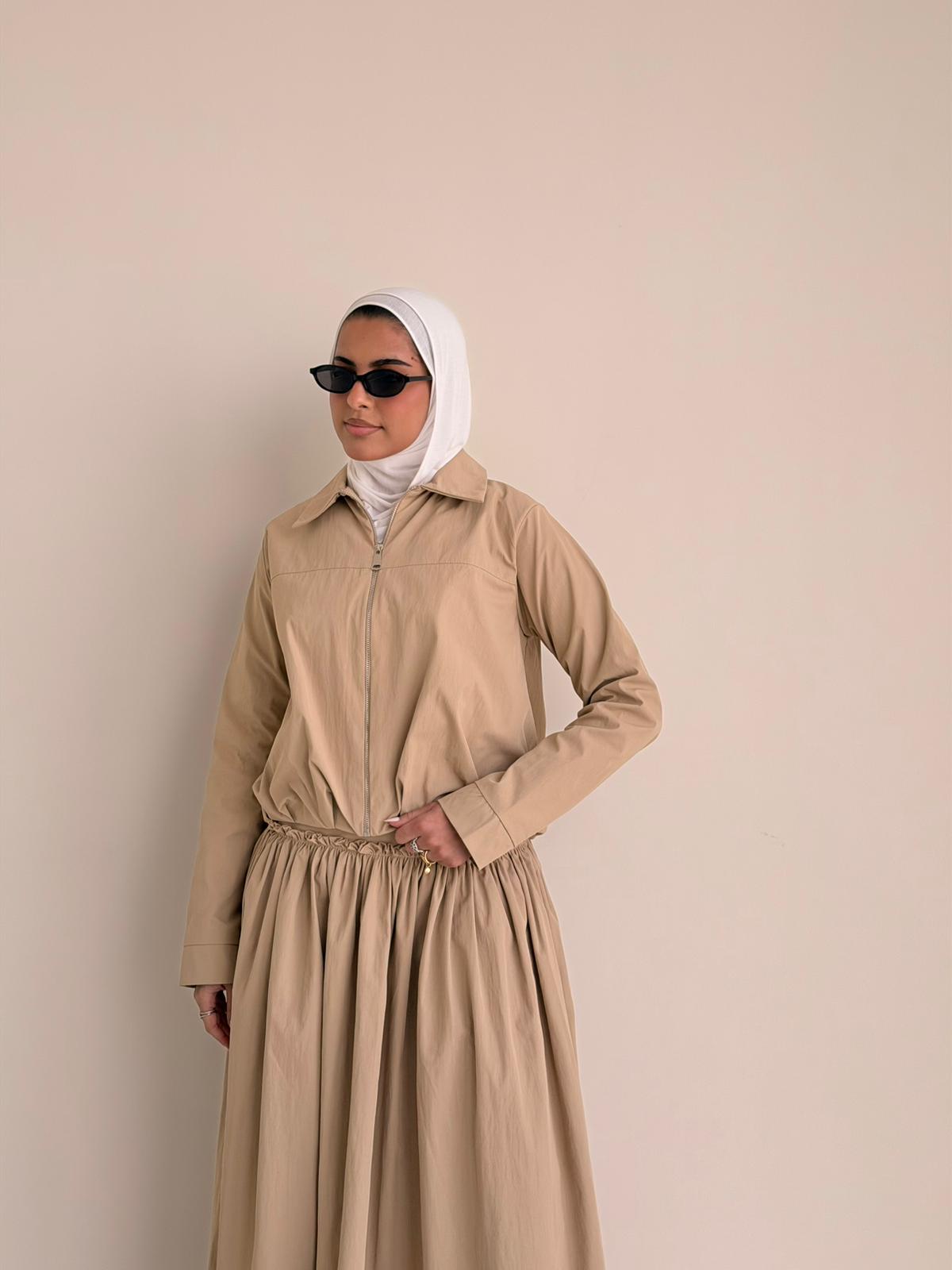 8188 Nova Edition-15 Desert Beige Jacket And Skirt Set
