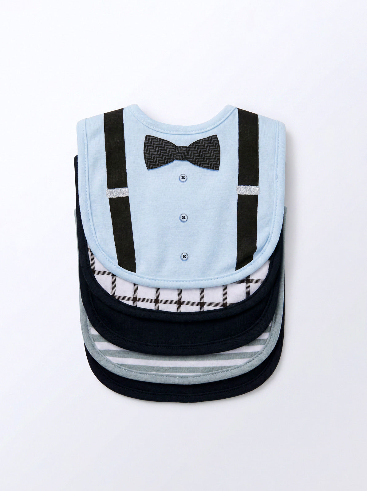 5 Pcs Blue Gentlemen Newborn Bib Set