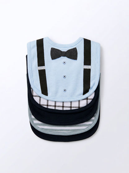 5 Pcs Blue Gentlemen Newborn Bib Set