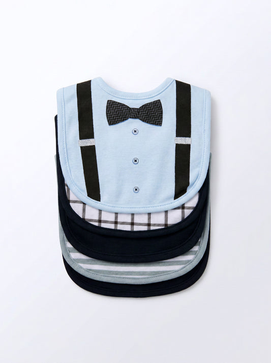 5 Pcs Blue Gentlemen Newborn Bib Set