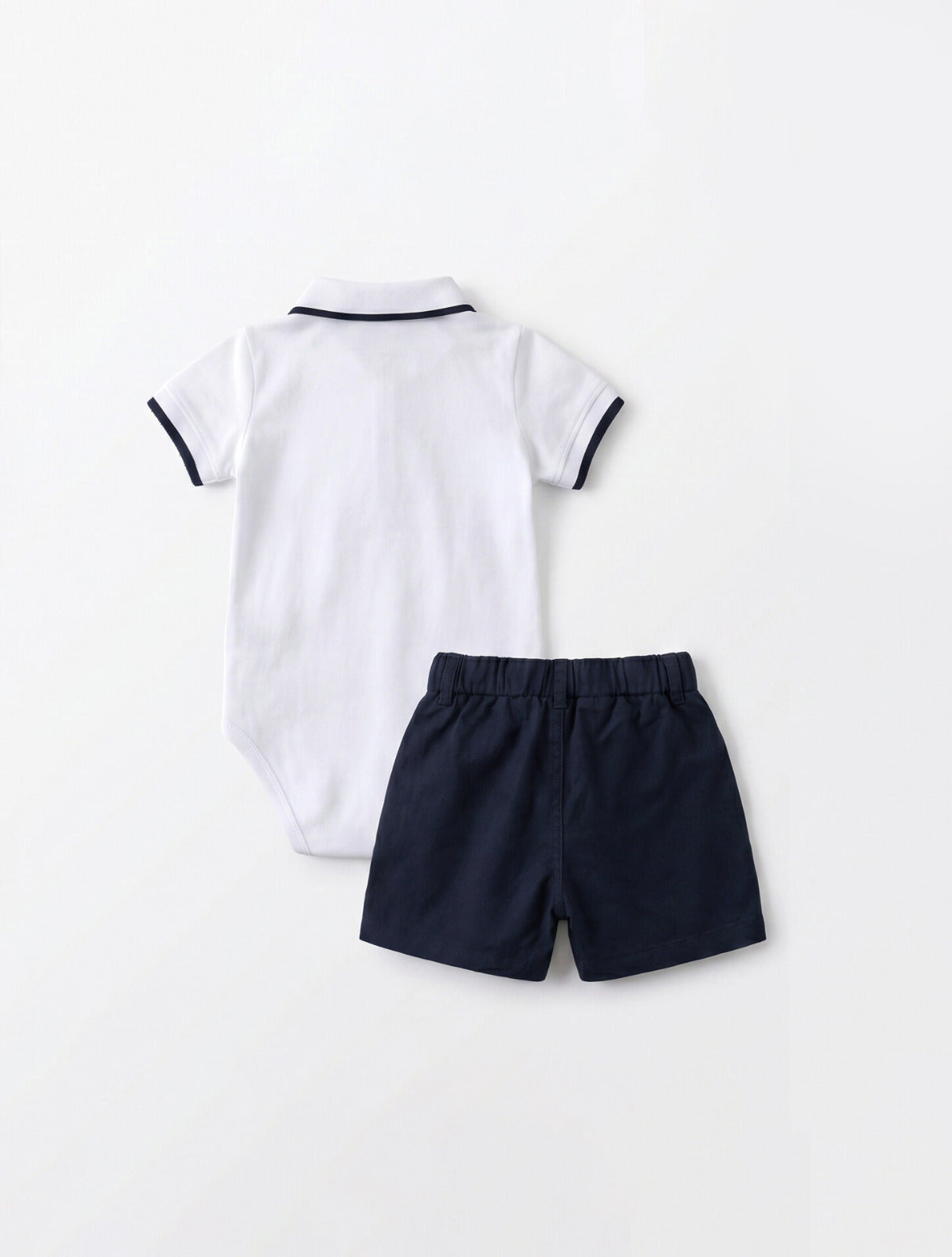 6480 White And Navy Polo Baby Set