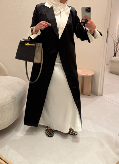 8095 Nova Black And White Long Blazer For Women