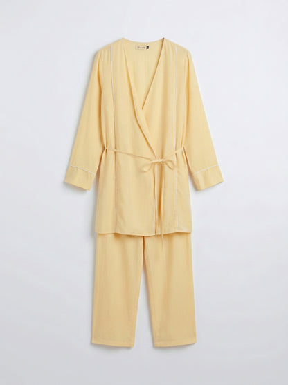 8255 Light Beige Top And Pants Set For Women