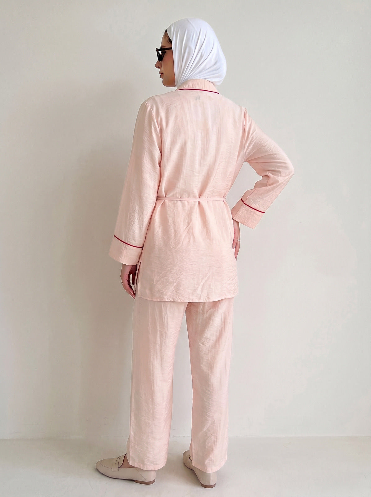 8255 Light Pink Top And Pants Set For Women