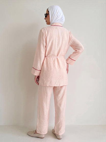8255 Light Pink Top And Pants Set For Women
