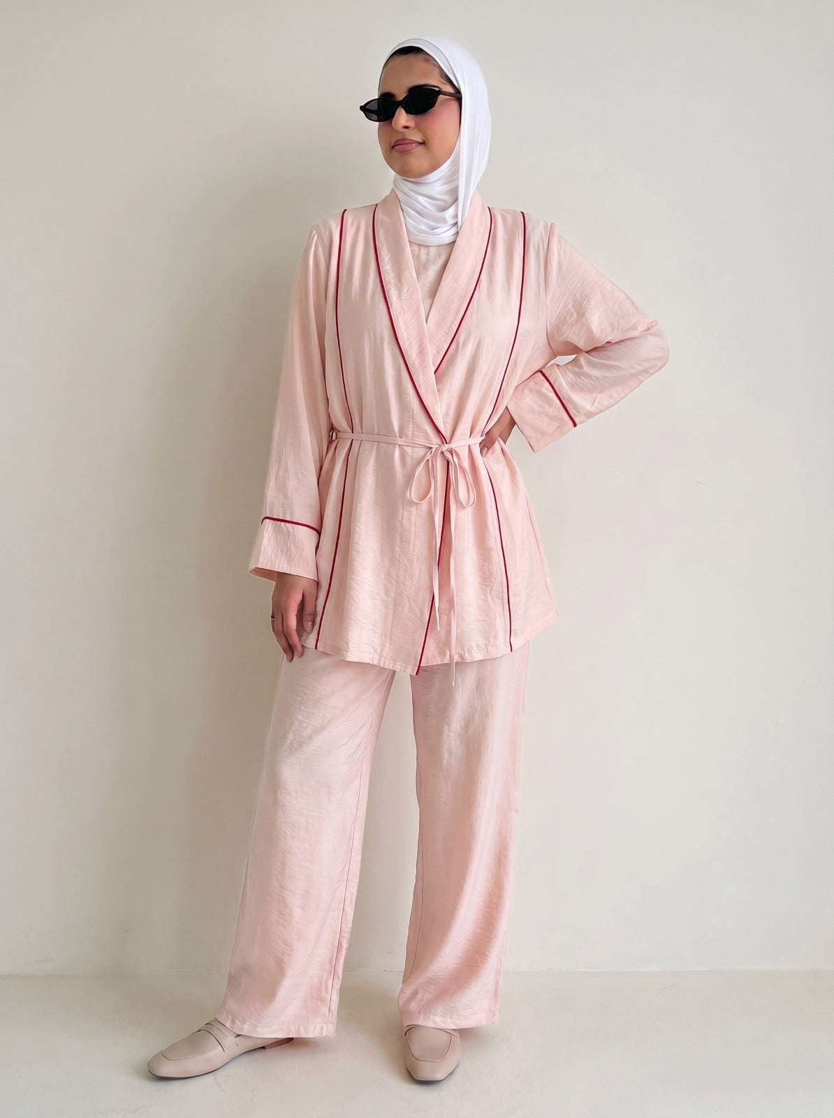 8255 Light Pink Top And Pants Set For Women