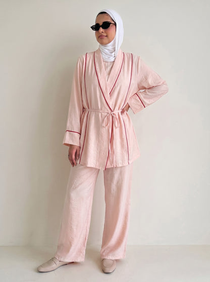 8255 Light Pink Top And Pants Set For Women