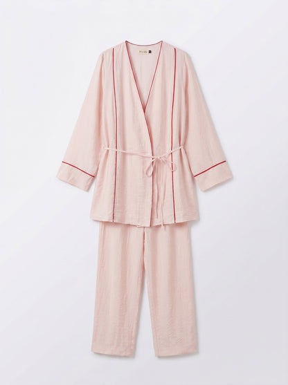 8255 Light Pink Top And Pants Set For Women