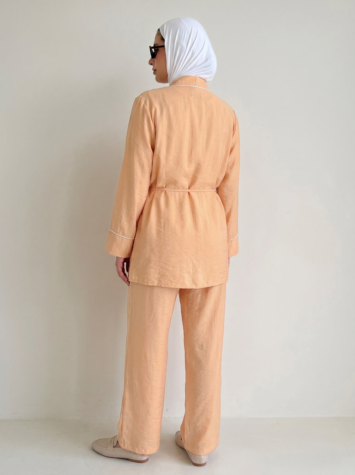 8255 Light Orange Top And Pants Set For Women