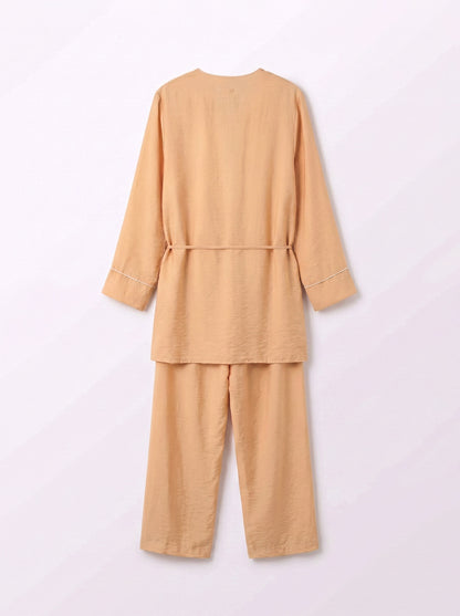 8255 Light Orange Top And Pants Set For Women