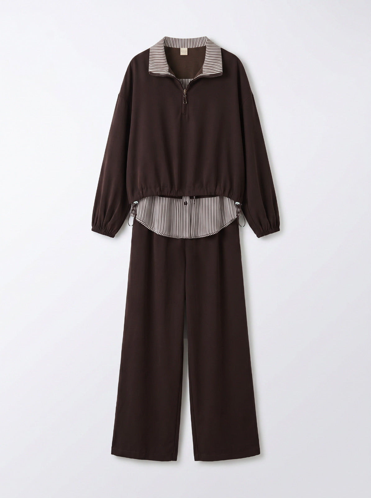 8218 Brown Top And Pants Set For Women