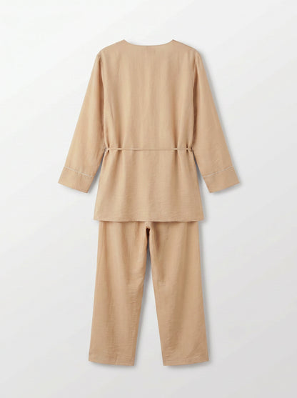 8255 Dark Beige Top And Pants Set For Women