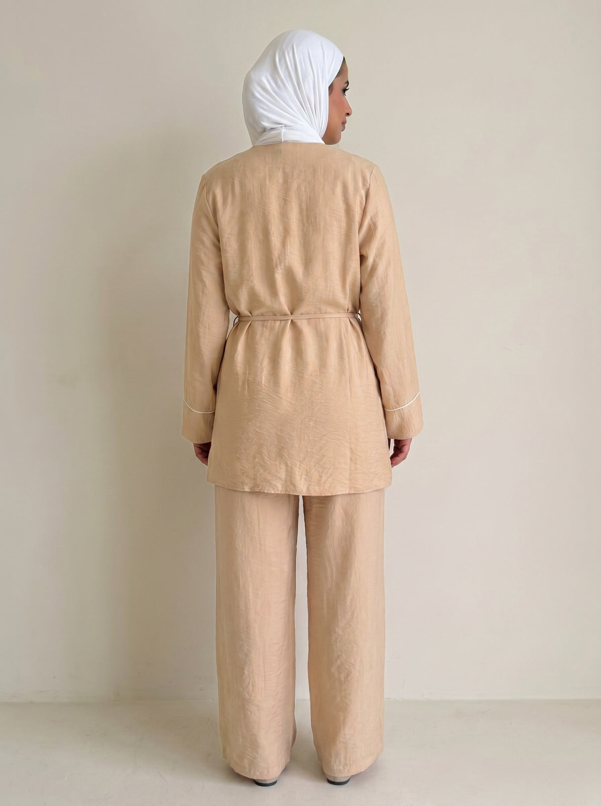 8255 Dark Beige Top And Pants Set For Women