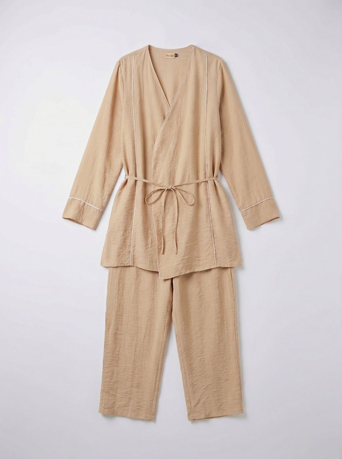 8255 Dark Beige Top And Pants Set For Women