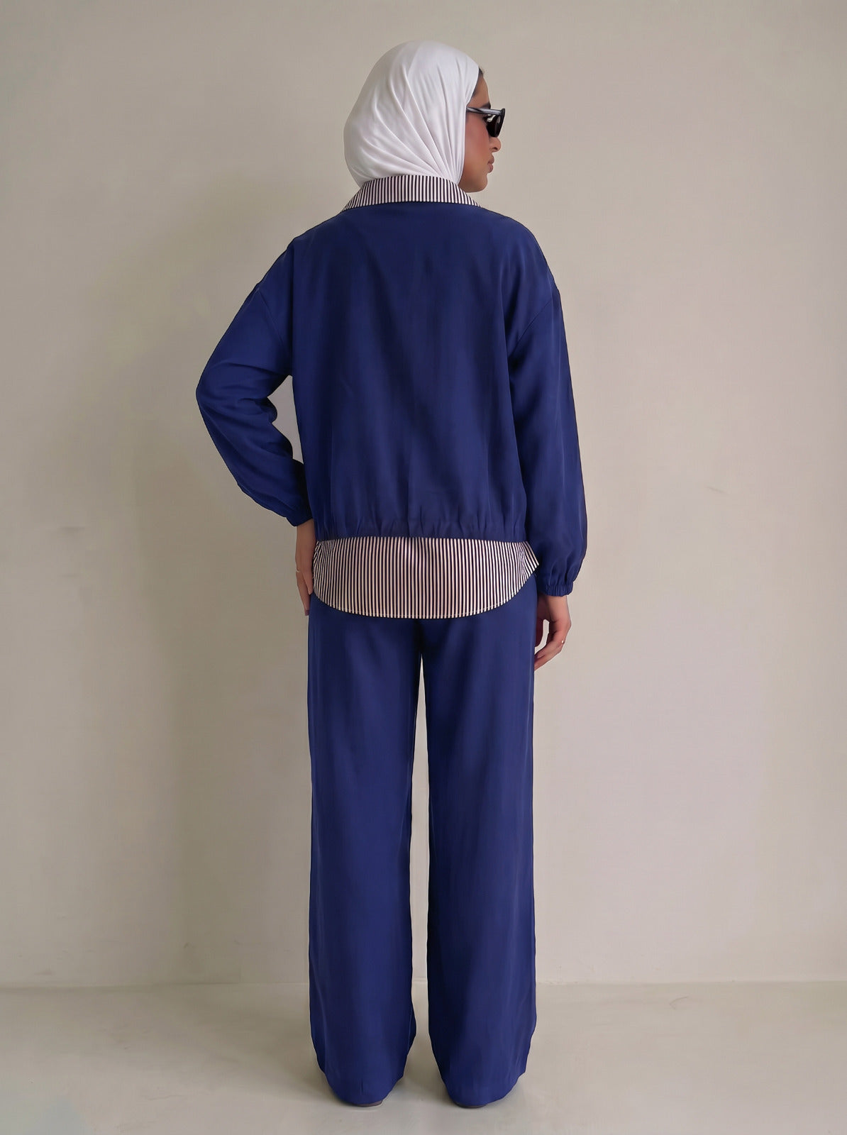 8218 Navy Top And Pants Set For Women