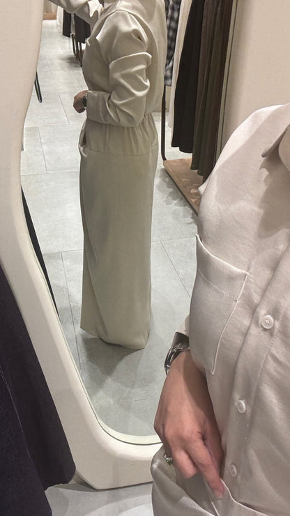 8258 Nova Light Beige Shirt And Skirt Set For Women