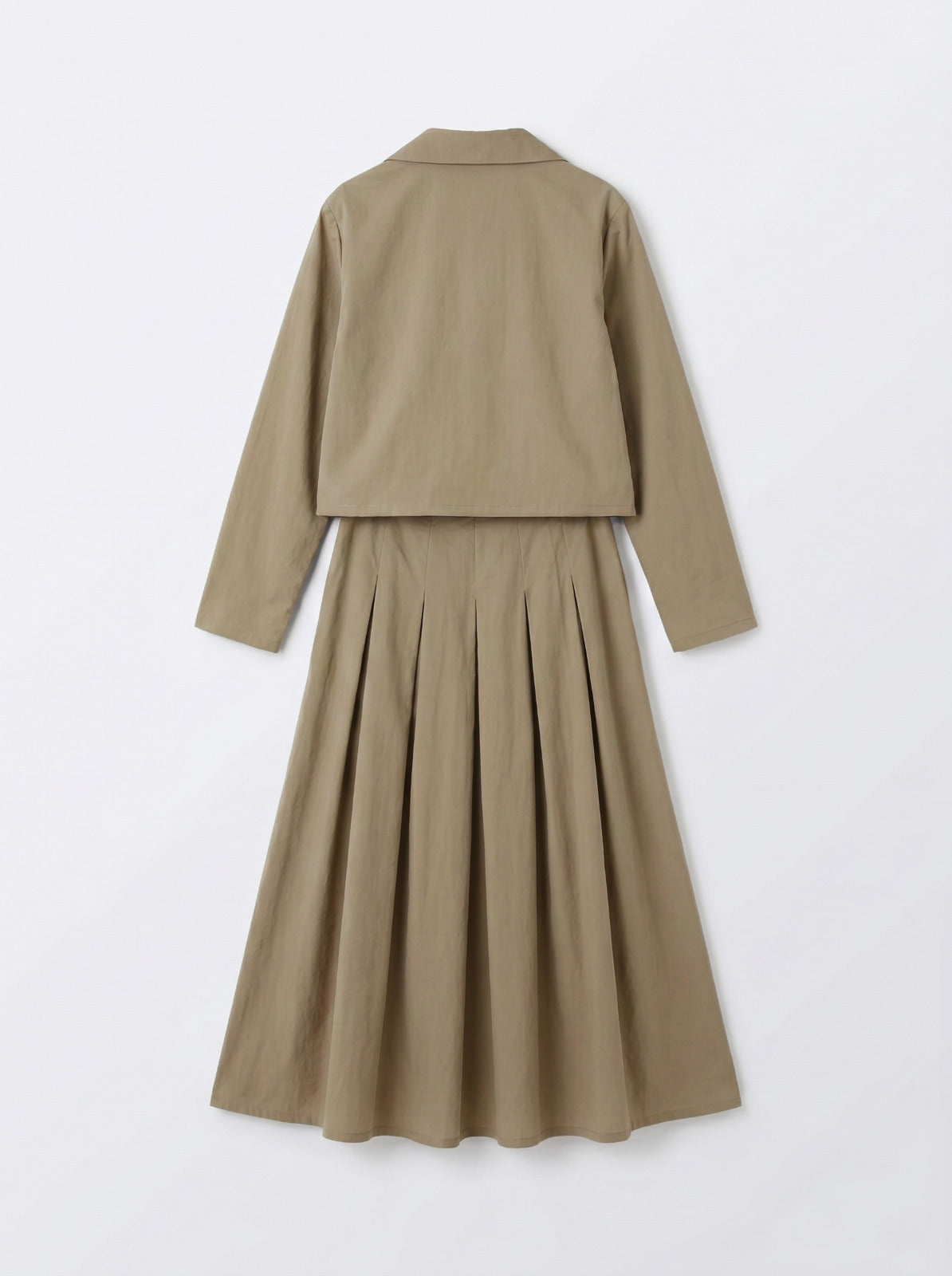 8257 Army Grey Jacket Top And Skirt Set For Women