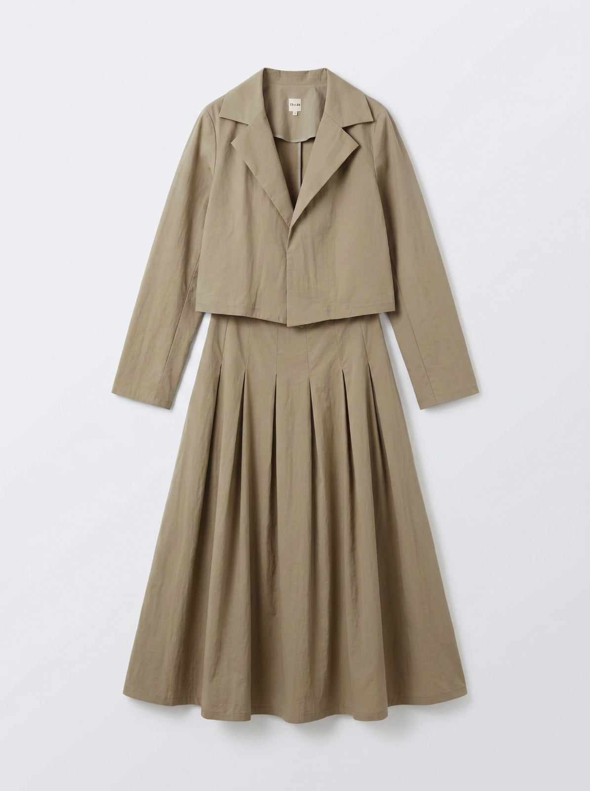 8257 Army Grey Jacket Top And Skirt Set For Women