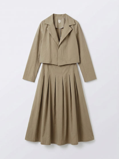 8257 Army Grey Jacket Top And Skirt Set For Women