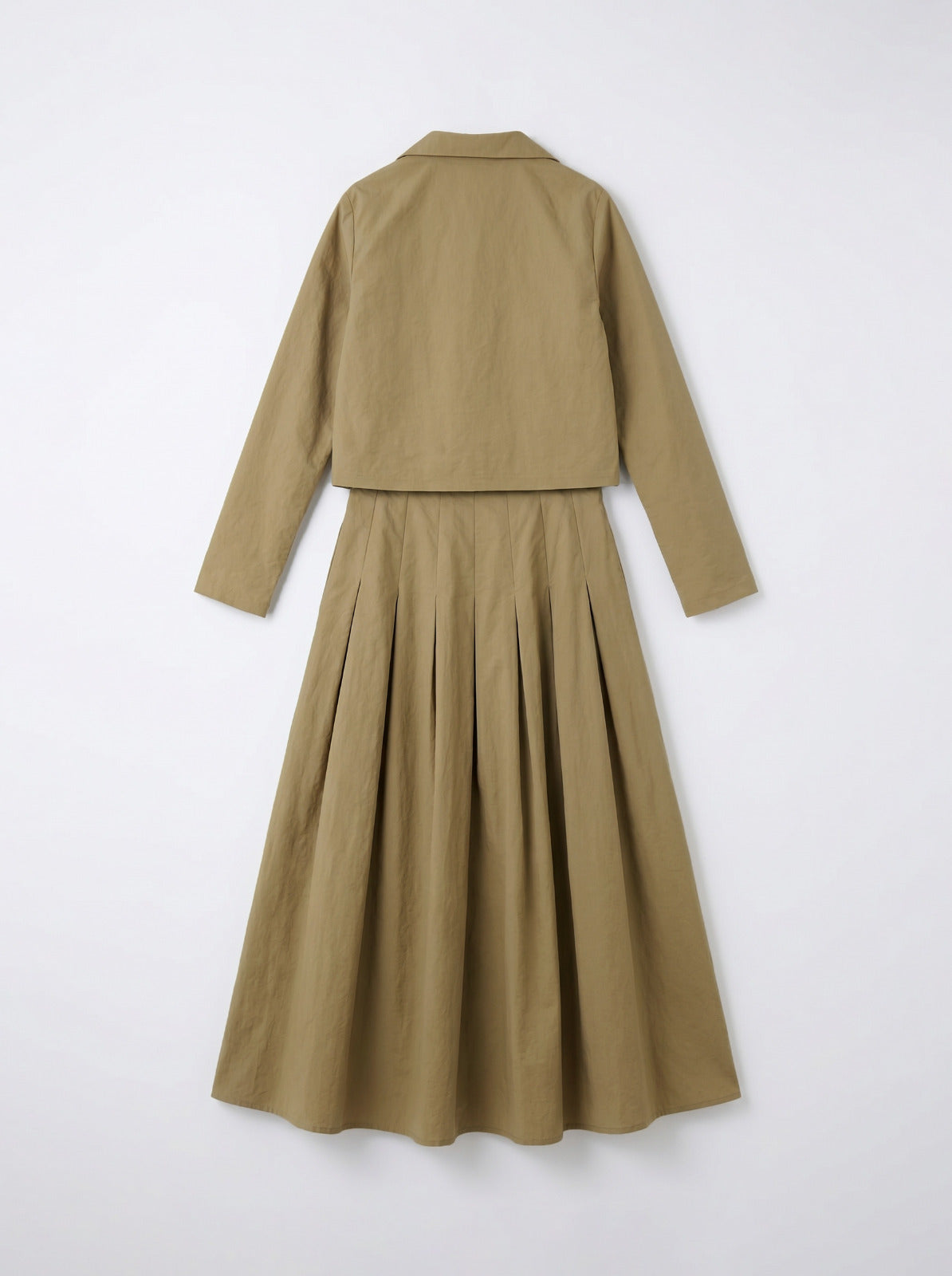 8257 Moss Olive Jacket Top And Skirt Set For Women