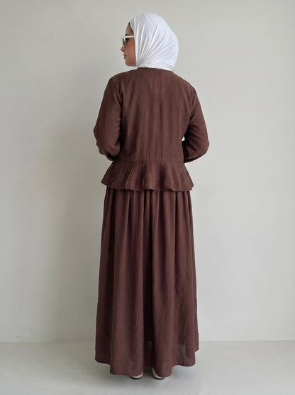 8236 Wooden Beige Top And Skirt Set For Women