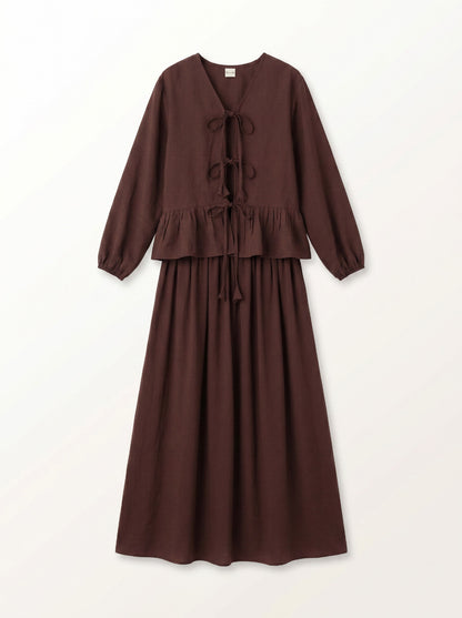 8236 Wooden Beige Top And Skirt Set For Women
