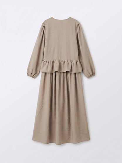 8236 Beige Top And Skirt Set For Women