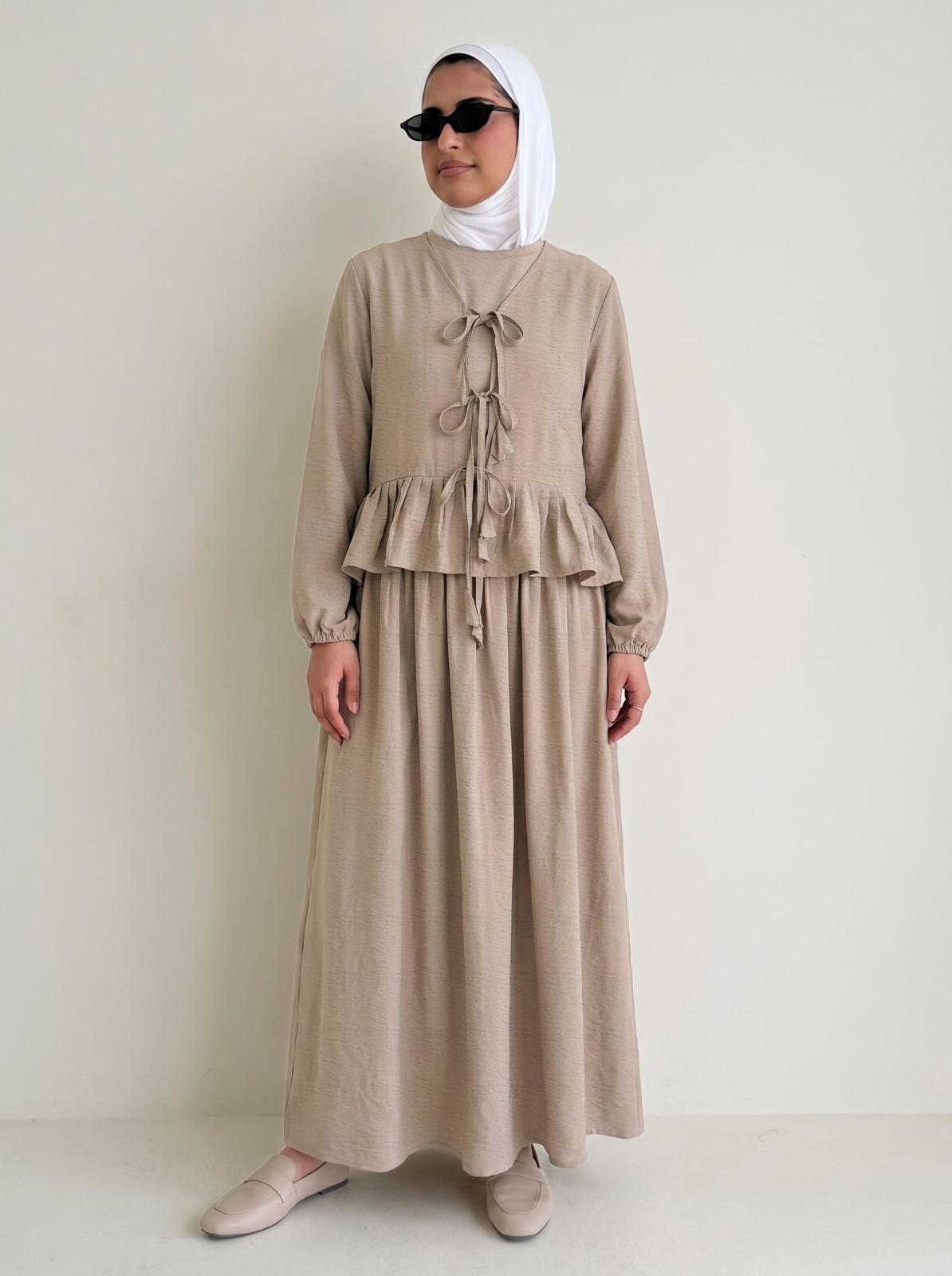 8236 Beige Top And Skirt Set For Women