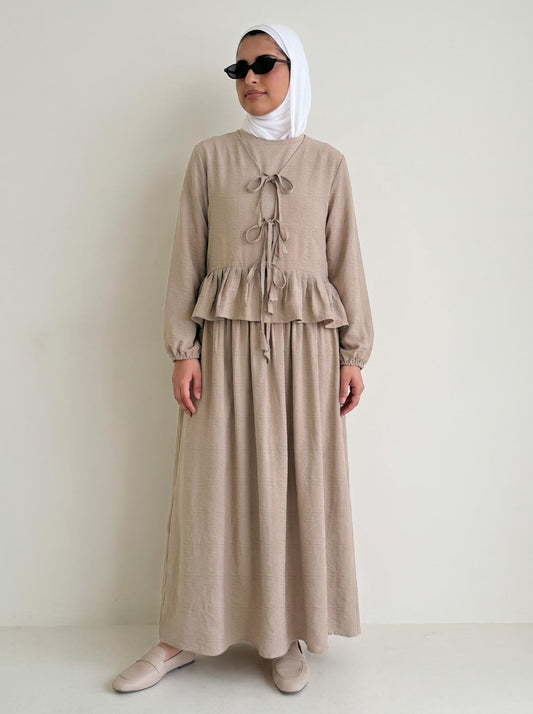 8236 Beige Top And Skirt Set For Women