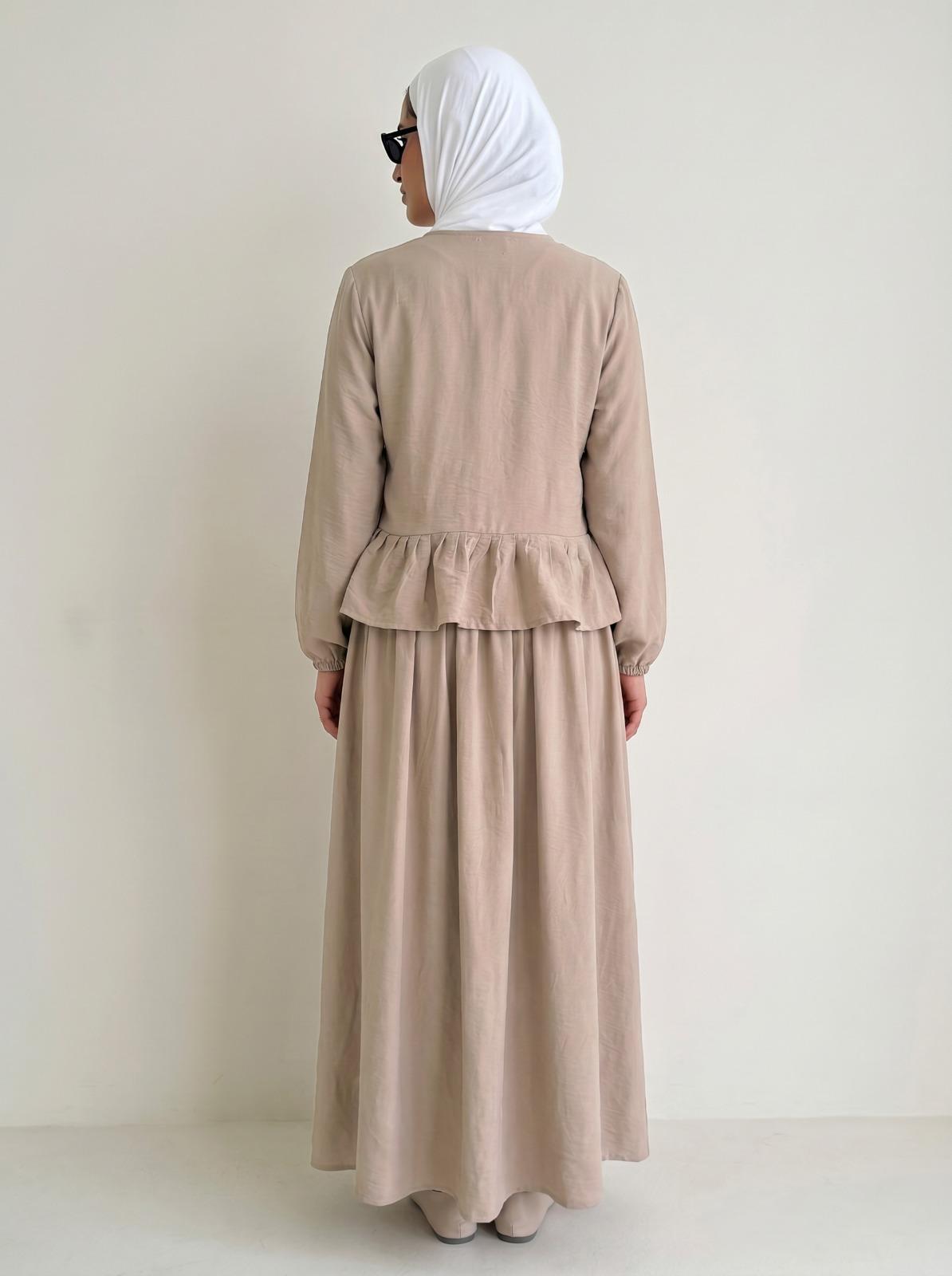 8236 Beige Top And Skirt Set For Women