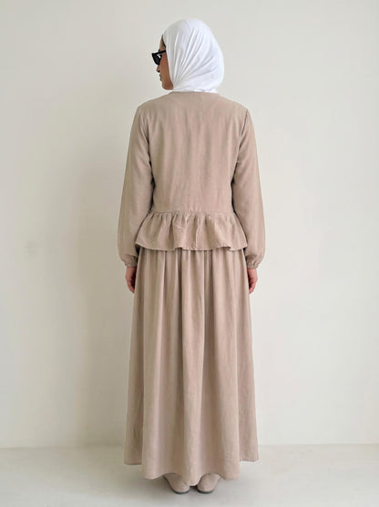 8236 Beige Top And Skirt Set For Women