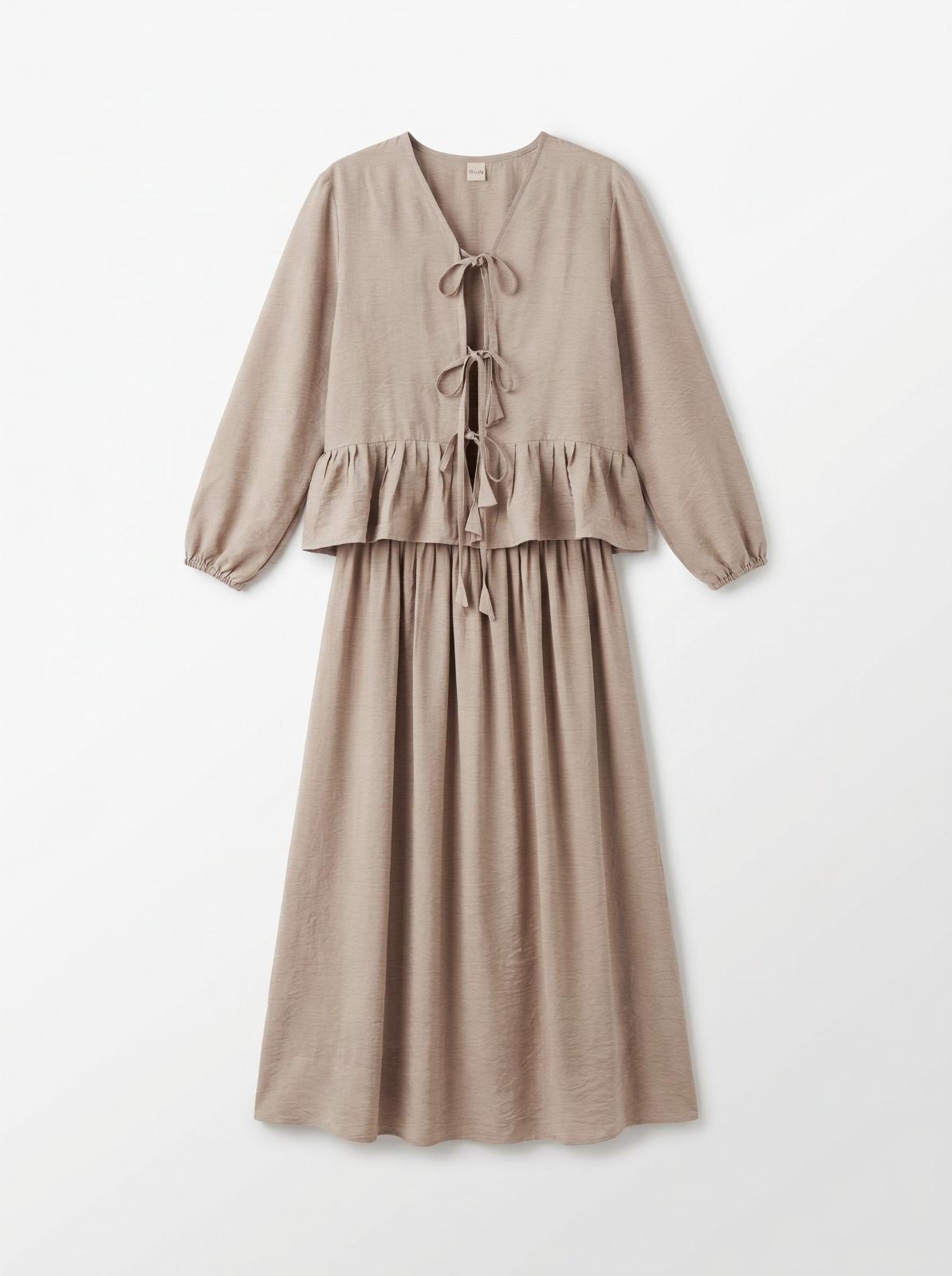 8236 Beige Top And Skirt Set For Women