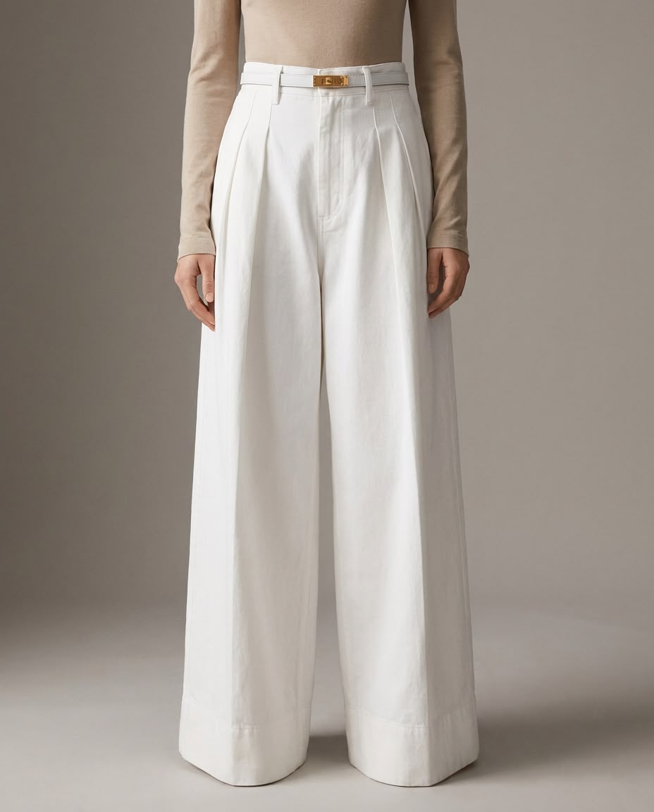 8254 Nova White Wide Leg Pants For Women