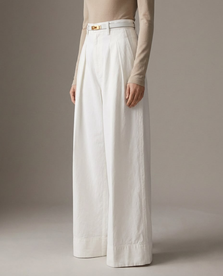 8254 Nova White Wide Leg Pants For Women