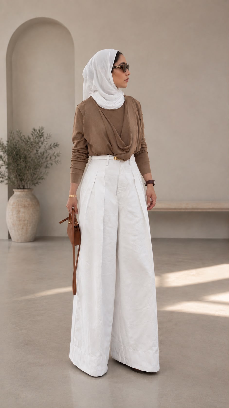 8254 Nova White Wide Leg Pants For Women