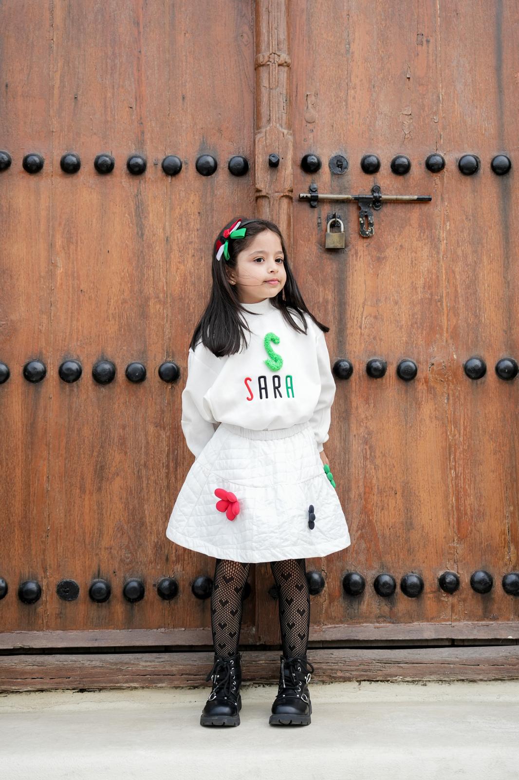 White Pullover For Kids - Kuwait Name Design