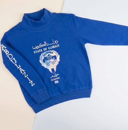 Blue Pullover For Kids - Passport Design